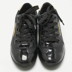Pre Owned Louis Vuitton Black Nylon and Patent Leather Low Top Sneakers Size 37
