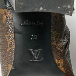 Pre Owned Louis Vuitton Brown/Black Monogram Canvas and Leather Star Trail Ankle Length Boots Size 39
