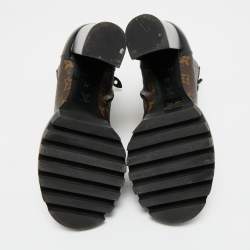 Pre Owned Louis Vuitton Brown/Black Monogram Canvas and Leather Star Trail Ankle Length Boots Size 39