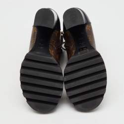 Pre Owned Louis Vuitton Brown/Black Monogram Canvas and Patent Leather Star Trail Ankle Boot Size 38.5