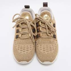 مملوكة مسبقًا Louis Vuitton Gold Lurex Fabric and Leather Aftergame Sneakers Size 39