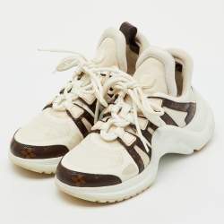 Pre Owned Louis Vuitton White Mesh, Leather and Coated Canvas Archlight Sneakers Size 37