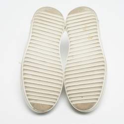 Pre Owned Louis Vuitton White/Brown Monogram Canvas and Leather Time Out Low Top Sneakers Size 37