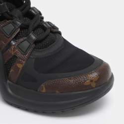 Pre Owned Louis Vuitton Black Mesh and Monogram Canvas Archlight Sneakers Size 38.5