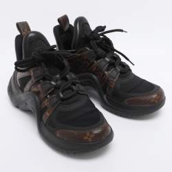Pre Owned Louis Vuitton Black Mesh and Monogram Canvas Archlight Sneakers Size 38.5