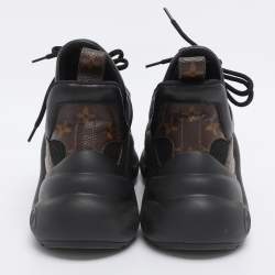 Pre Owned Louis Vuitton Black Mesh and Monogram Canvas Archlight Sneakers Size 38.5