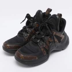 Pre Owned Louis Vuitton Black Mesh and Monogram Canvas Archlight Sneakers Size 38.5