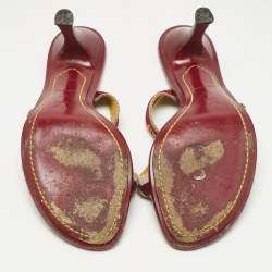 Pre Owned Louis Vuitton Red/Pink Canvas Slide Sandals Size 39
