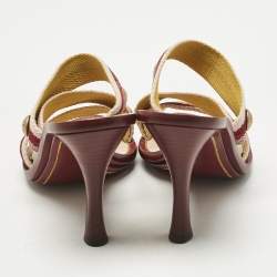 Pre Owned Louis Vuitton Red/Pink Canvas Slide Sandals Size 39