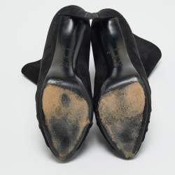 Pre Owned Louis Vuitton Black Suede Ankle Length Boots Size 37.5