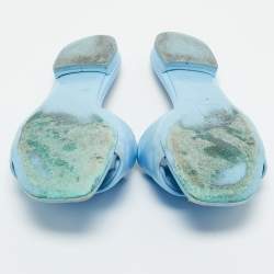 Pre Owned Louis Vuitton Blue Leather Revival Flat Slides Size 37
