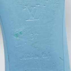 Pre Owned Louis Vuitton Blue Leather Revival Flat Slides Size 37