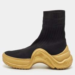 Pre Owned Louis Vuitton Black Knit Fabric Archlight Sock High Top Sneaker Boots Size 39