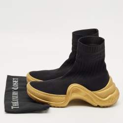 Pre Owned Louis Vuitton Black Knit Fabric Archlight Sock High Top Sneaker Boots Size 39