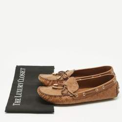 Pre Owned Louis Vuitton Brown Monogram Empreinte  Leather Gloria Loafers Size 38.5