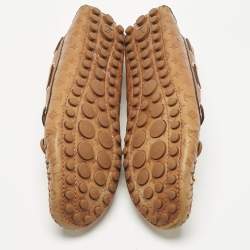 Pre Owned Louis Vuitton Brown Monogram Empreinte  Leather Gloria Loafers Size 38.5
