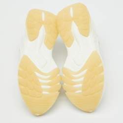 Pre Owned Louis Vuitton White/Gold Canvas, Rubber and Leather Run 55 Trainers Sneakers Size 37