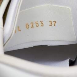 Pre Owned Louis Vuitton White/Gold Canvas, Rubber and Leather Run 55 Trainers Sneakers Size 37