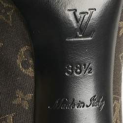 Pre Owned Louis Vuitton Dark Brown Monogram Canvas and Patent Leather Judy Peep-Toe Pumps Size 38.5