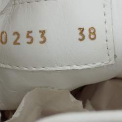 Pre Owned Louis Vuitton White/Beige Monogram Embossed Leather and Suede Time Out Sneakers Size 38