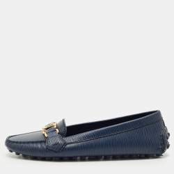 Pre Owned Louis Vuitton Blue Epi Leather Oxford Loafers Size 38