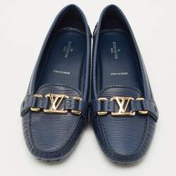 مملوكة مسبقًا حذاء لوفرز أوكسفورد لويس فيتون جلد إيبي أزرق مقاس 38