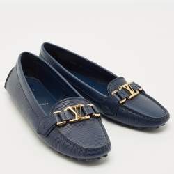 مملوكة مسبقًا حذاء لوفرز أوكسفورد لويس فيتون جلد إيبي أزرق مقاس 38