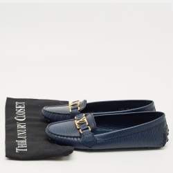 مملوكة مسبقًا حذاء لوفرز أوكسفورد لويس فيتون جلد إيبي أزرق مقاس 38