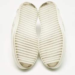 Pre Owned Louis Vuitton White/Brown Monogram Canvas and Leather Time Out Sneakers Size 38