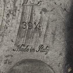 Pre Owned Louis Vuitton Black Suede Metal Chevron Flat Slides Size 39.5