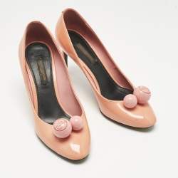 Pre Owned Louis Vuitton Orange Patent Leather Betty Pumps Size 36.5
