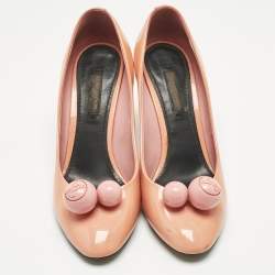 Pre Owned Louis Vuitton Orange Patent Leather Betty Pumps Size 36.5