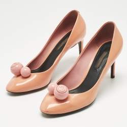 Pre Owned Louis Vuitton Orange Patent Leather Betty Pumps Size 36.5