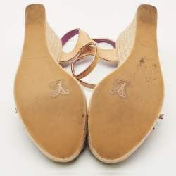 Pre Owned Louis Vuitton Purple Canvas Wedge Espadrille Sandals Size 37