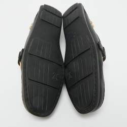 Pre Owned Louis Vuitton Black Canvas and Leather Buckle Loafers Size 40.5