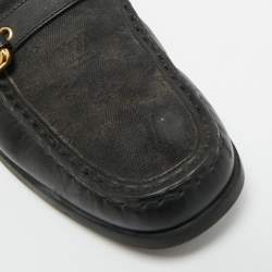 Pre Owned Louis Vuitton Black Canvas and Leather Buckle Loafers Size 40.5