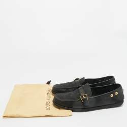 Pre Owned Louis Vuitton Black Canvas and Leather Buckle Loafers Size 40.5
