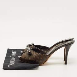 Pre Owned Louis Vuitton Brown Monogram Canvas Malibu Slide Sandals Size 36.5