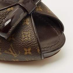 Pre Owned Louis Vuitton Brown Monogram Canvas Malibu Slide Sandals Size 36.5