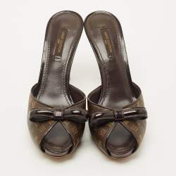 Pre Owned Louis Vuitton Brown Monogram Canvas Malibu Slide Sandals Size 36.5