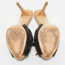 Pre Owned Louis Vuitton Black Monogram Denim Mules Size 37