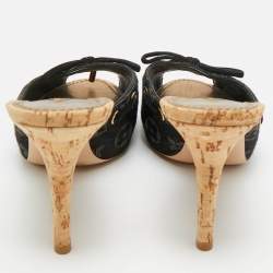 Pre Owned Louis Vuitton Black Monogram Denim Mules Size 37