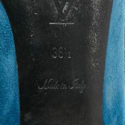 Pre Owned Louis Vuitton Blue Suede Addict Smoking Slippers Size 38.5