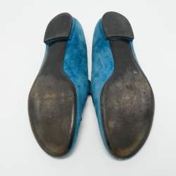 Pre Owned Louis Vuitton Blue Suede Addict Smoking Slippers Size 38.5