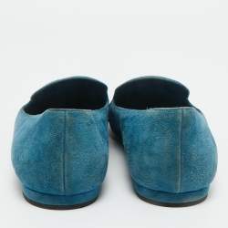 Pre Owned Louis Vuitton Blue Suede Addict Smoking Slippers Size 38.5
