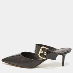 مملوكة مسبقًا Louis Vuitton Burgundy Monogram Patent Leather Buckle Mules Size 40