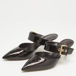 مملوكة مسبقًا Louis Vuitton Burgundy Monogram Patent Leather Buckle Mules Size 40