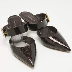 مملوكة مسبقًا Louis Vuitton Burgundy Monogram Patent Leather Buckle Mules Size 40