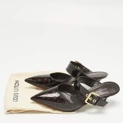 مملوكة مسبقًا Louis Vuitton Burgundy Monogram Patent Leather Buckle Mules Size 40