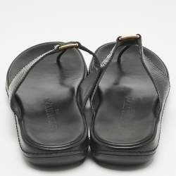 Pre Owned Louis Vuitton Black Leather Thong Sandals Size 39.5